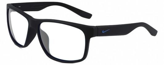Profile View of NIKE Cruiser-MI-014 Designer Blue Light Blocking Eyeglasses in Matte Black Unisex Rectangular Full Rim Acetate 59 mm