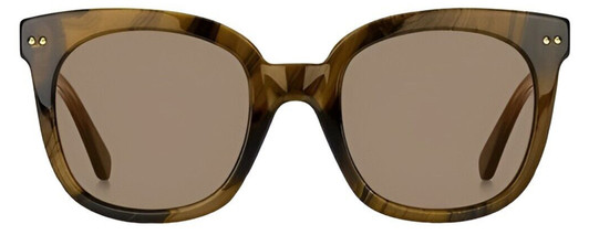Front View of Kate Spade ATALIA Cat Eye Designer Sunglasses in Brown Havana Crystal/Amber 52mm