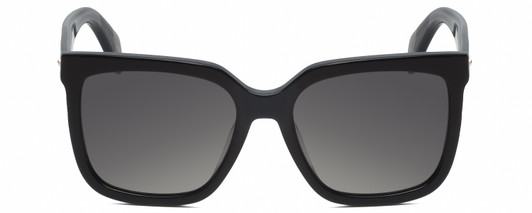 Front View of Rag&Bone RNB1018/S Womens Square Sunglasses in Black Crystal/Polarized Grey 56mm