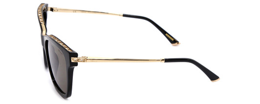 Side View of Chopard SCH272S Cat Eye Sunglasses Black Gold Silver Gemstone Accents/Grey 51 mm