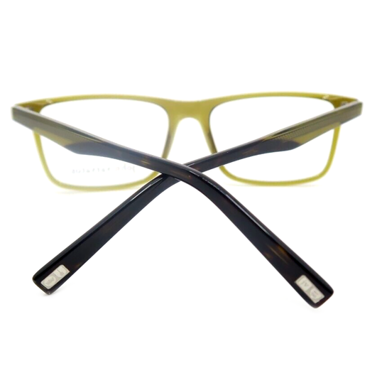 Side View of John Varvatos V374 Designer Progressive Lens Prescription Rx Eyeglasses in Olive Green Crystal Brown Tortoise Havana Fade Unisex Rectangular Full Rim Acetate 55 mm