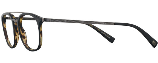 Side View of John Varvatos V378 Unisex Reading Glasses in Black Brown Tortoise Gunmetal 49 mm