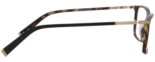 Side View of John Varvatos V408 Designer Reading Eye Glasses with Custom Cut Powered Lenses in Gloss Brown Beige Demi Tortoise Havana Black Unisex Rectangular Full Rim Acetate 58 mm