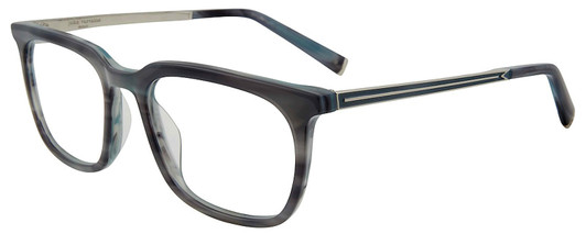 Profile View of John Varvatos V411 Unisex Square Reading Glasses in Grey Blue Marble Silver 51mm