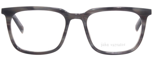 Front View of John Varvatos V411 Unisex Square Reading Glasses in Grey Blue Marble Silver 51mm