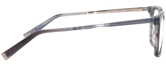 Side View of John Varvatos V411 Designer Progressive Lens Prescription Rx Eyeglasses in Gloss Grey Blue Marble Silver Unisex Square Full Rim Acetate 51 mm