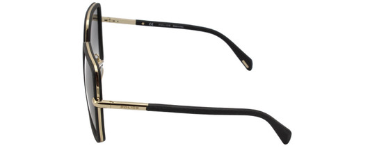 Side View of Police SPLA20 Women's Square Sunglasses in Black Glitter Gold/Grey Gradient 58mm