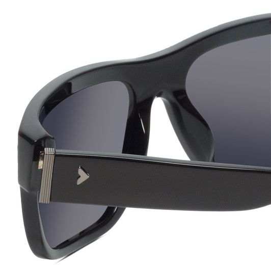 Close Up View of Lozza SL4262-0700 Unisex Rectangle Designer Sunglasses in Gloss Black/Grey 58 mm