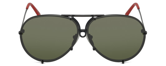 Front View of Porsche Design P8478-R Unisex Aviator Sunglass Black/Polarized Green Mirror 63mm