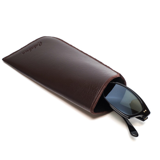 Image 4 of Wholesale Bulk Lot Calabria Soft Slip-In Glasses Case Brown for Men/Women Faux Leather Felt Lining Eyeglasses/Sunglasses 6.5"x3.35"