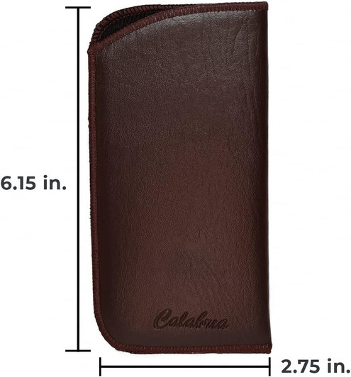 Image 5 of Wholesale Bulk Lot Calabria Soft Slip-In Glasses Case Brown for Men/Women Faux Leather Felt Lining Eyeglasses/Sunglasses 6.5"x3.35"