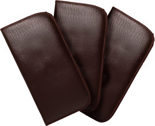 Image 5 of Wholesale Bulk Lot of Calabria Soft Slip-In Eyeglasses Case Vertical Pocket Clip Brown Men/Women Faux Leather Felt Lining 6.5"x3.35