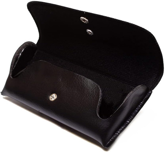 Image 5 of Wholesale Bulk Lot of Black Snap Beltloop Eyeglass Cases Syn.Leather Felt Interior Button Closure