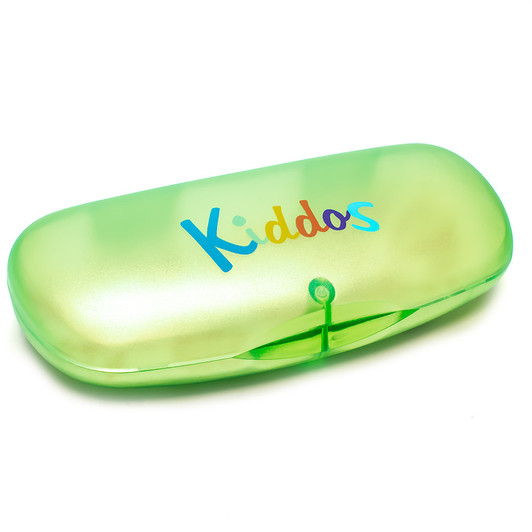 Image 1 of Wholesale Bulk Lot Calabria Kiddos Kids Hard Plastic Eyeglass Case Green Magnetic Closure Boy Girl Small Sunglass Holder Protective