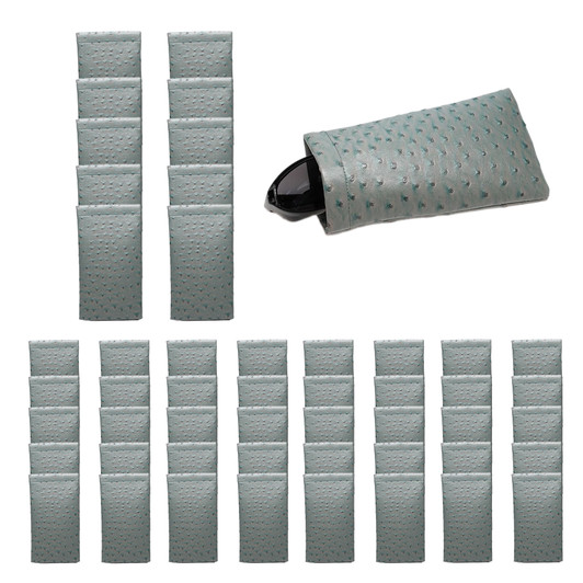 Wholesale Bulk Lot of Soft Squeeze Top Slip In Eyeglasses Case And Holder In Faux Ostrich Leather, Gray