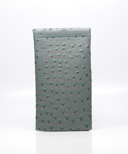 Wholesale Bulk Lot of Soft Squeeze Top Slip In Eyeglasses Case And Holder In Faux Ostrich Leather, Gray