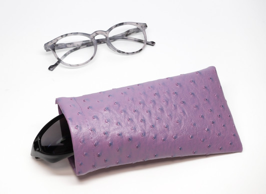 Wholesale Bulk Lot of LBI Soft Squeeze Top Slip In Eyeglasses Case And Holder In Faux Ostrich Leather, Purple