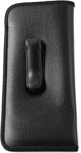 Image 1 of Wholesale Bulk Lot Calabria Soft Slip-In Glasses Case w/Pocket Belt Metal Clip Black for Men/Women Syn. Leather Felt Lining 6.5"x3"