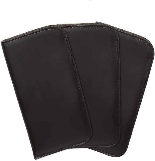 Image 5 of Wholesale Bulk Lot of Calabria Medium Soft Slim Slip-in Eyeglass Case Black w/Plastic Clip Faux Leather Mens Womens Sunglass Holder