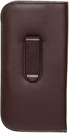 Image 1 of Wholesale Bulk Lot of Mens Soft Slip-in Eyeglass Case w/Plastic Clip Medium Syn.Leather Brown 6"x 3.25