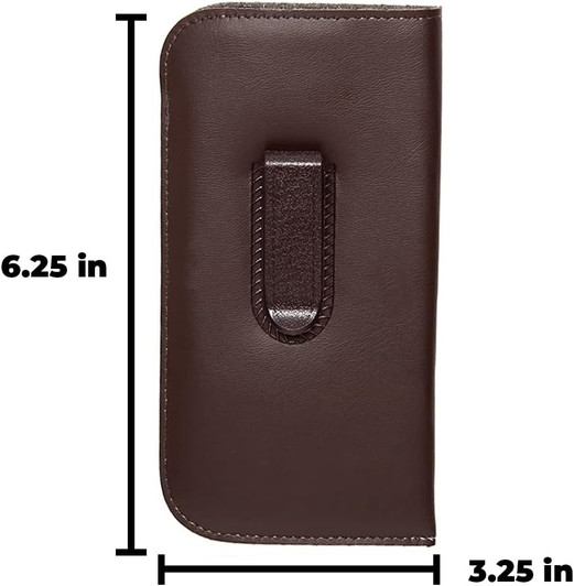 Image 3 of Wholesale Bulk Lot of Mens Soft Slip-in Eyeglass Case w/Plastic Clip Medium Syn.Leather Brown 6"x 3.25