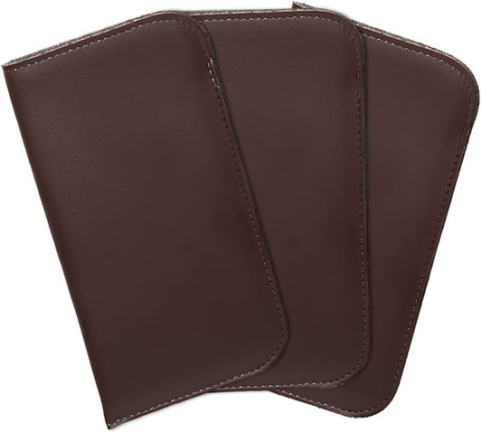 Image 5 of Wholesale Bulk Lot of Mens Soft Slip-in Eyeglass Case w/Plastic Clip Medium Syn.Leather Brown 6"x 3.25