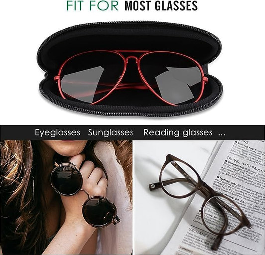 Image 2 of Wholesale Bulk Lot of MoKo Eyeglass Soft Case, Zippered Neoprene Sunglasses Pouch with Clip for Men Women - Black