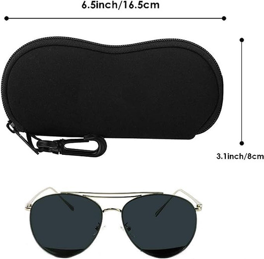 Image 3 of Wholesale Bulk Lot of MoKo Eyeglass Soft Case, Zippered Neoprene Sunglasses Pouch with Clip for Men Women - Black