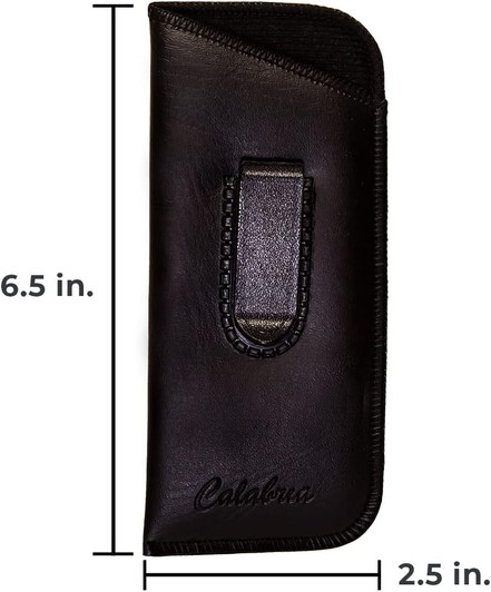Image 3 of Wholesale Bulk Lot Calabria Slip-In Case w/Plastic Pocket Clip Faux Leather Felt Black Men Women Eyeglass Pouch Sunglasses Holder