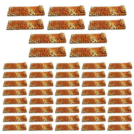 Image 3 of Wholesale Bulk Lot Calabria Cheetah Animal Print Soft Slip-In Eyeglass Case Womens Cute Slim Pouch Sunglass Bag Hook & Loop Closure