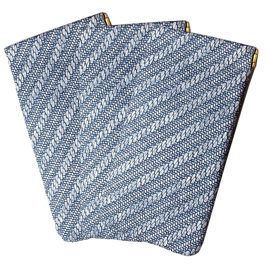 Image 4 of Wholesale Bulk Lot of Calabria Squeeze Top Eyeglass Case Soft Faux Leather Blue Women Braided Texture Pattern Holder Sunglass Pouch