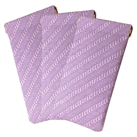 Image 3 of Wholesale Bulk Lot of Calabria Squeeze Top Eyeglass Case Soft Faux Leather Purple Women Braid Texture Pattern Holder Sunglass Pouch