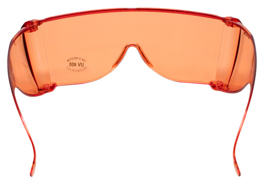 Calabria 3000 Orange Fitover Dental Safety Glasses Protection for Teeth Whitening LED Light Eye Shield Red Light Goggles Blue Light Blocking Glasses Fit Over Prescription Glasses Anti Scratch Fog