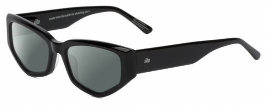 Profile View of SITO SHADES Diamond Designer Polarized Sunglasses with Custom Cut Smoke Grey Lenses in Gloss Black Unisex Rectangular Full Rim Acetate 55 mm