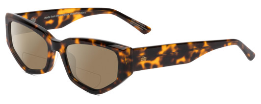 Profile View of SITO SHADES Diamond Designer Polarized Reading Sunglasses with Custom Cut Powered Amber Brown Lenses in Honey Tortoise Havana Brown Unisex Rectangular Full Rim Acetate 55 mm