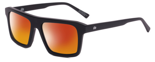 Profile View of SITO SHADES Gt Designer Polarized Sunglasses with Custom Cut Red Mirror Lenses in Matte Black Unisex Square Full Rim Acetate 54 mm