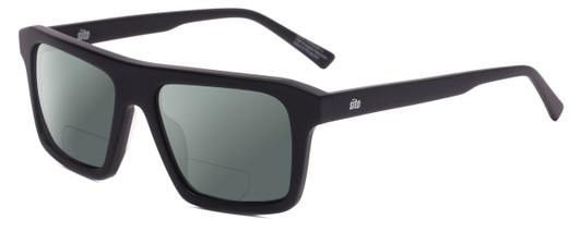 Profile View of SITO SHADES Gt Designer Polarized Reading Sunglasses with Custom Cut Powered Smoke Grey Lenses in Matte Black Unisex Square Full Rim Acetate 54 mm