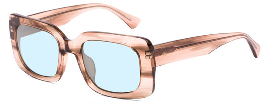 Profile View of SITO SHADES Indi Designer Blue Light Blocking Eyeglasses in Biscotti Brown Striped Crystal Unisex Square Full Rim Acetate 50 mm