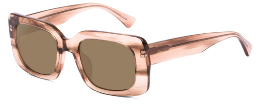Profile View of SITO SHADES Indi Designer Polarized Sunglasses with Custom Cut Amber Brown Lenses in Biscotti Brown Striped Crystal Unisex Square Full Rim Acetate 50 mm