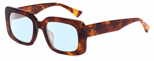 Profile View of SITO SHADES Indi Designer Blue Light Blocking Eyeglasses in Burnt Orange Brown Tortoise Havana Unisex Square Full Rim Acetate 50 mm