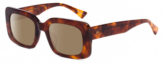 Profile View of SITO SHADES Indi Designer Polarized Sunglasses with Custom Cut Amber Brown Lenses in Burnt Orange Brown Tortoise Havana Unisex Square Full Rim Acetate 50 mm