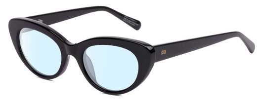 Profile View of SITO SHADES Siena Designer Blue Light Blocking Eyeglasses in Gloss Black Unisex Cat Eye Full Rim Acetate 50 mm