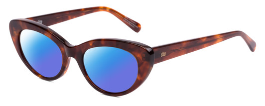 Profile View of SITO SHADES Siena Designer Polarized Sunglasses with Custom Cut Blue Mirror Lenses in Burnt Orange Brown Tortoise Havana Unisex Cat Eye Full Rim Acetate 50 mm