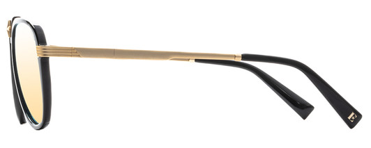 Side View of Elton John CAPTAIN FANTASTIC Unisex Sunglass in Black/Polarized Red Mirror 56 mm