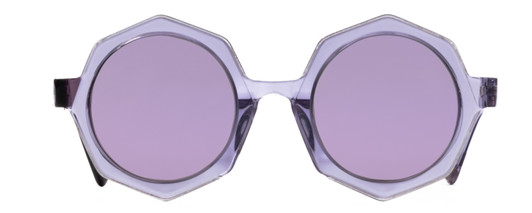 Front View of Elton John ENCORE Unisex Sunglasses Purple Crystal/Polarized Violet Mirror 49 mm