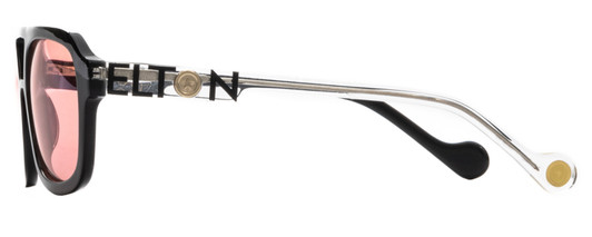 Side View of Elton John HEADLINER Unisex Sunglasses Black Clear Crystal/Pink Anti-Glare 53 mm