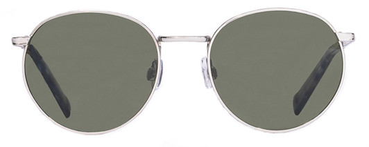 Front View of Elton John CHOPIN Unisex Round Sunglasses Platinum Silver Brown Grey/Green 50 mm