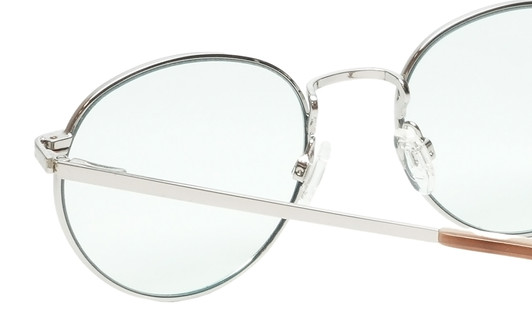 Close View of Elton John CHOPIN Designer Reading Eye Glasses in Platinum Silver Brown Grey Unisex Round Full Rim Metal 50 mm
