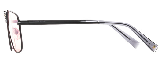 Side View of Elton John CONCORDE Unisex Pilot Sunglasses Matte Gunmetal Black/Pink Tint 56 mm