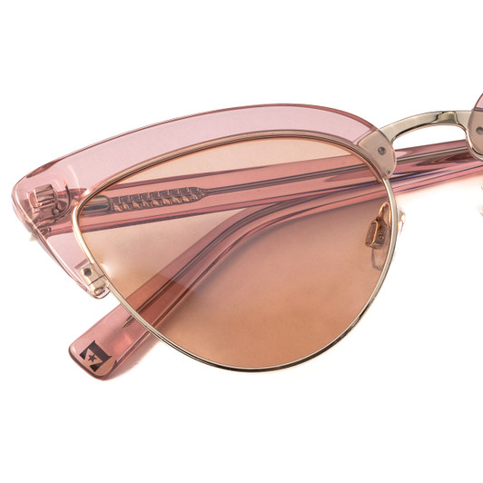 Top View of Elton John DOO WOP 1 Womens Cat Eye Sunglasses Rose Crystal Gold/Peach Pink 54mm